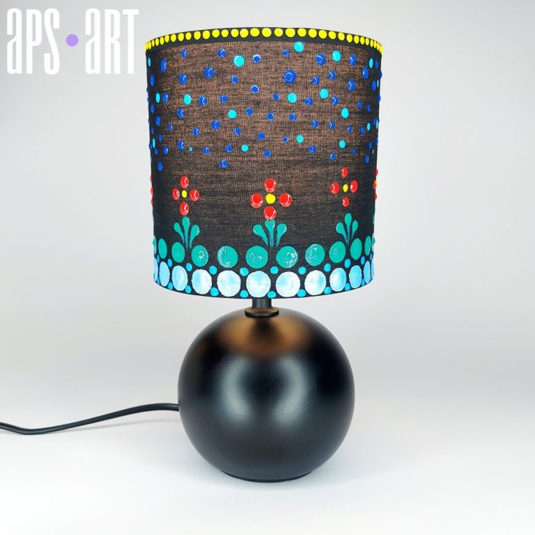 Dekorativna umjetnička stolna lampa crna plava umjetnička Mandala motiv priroda